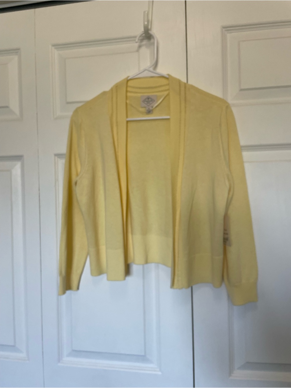 St. John's Bay Pale Yellow Open-Front Cardigan- Medium- NWT